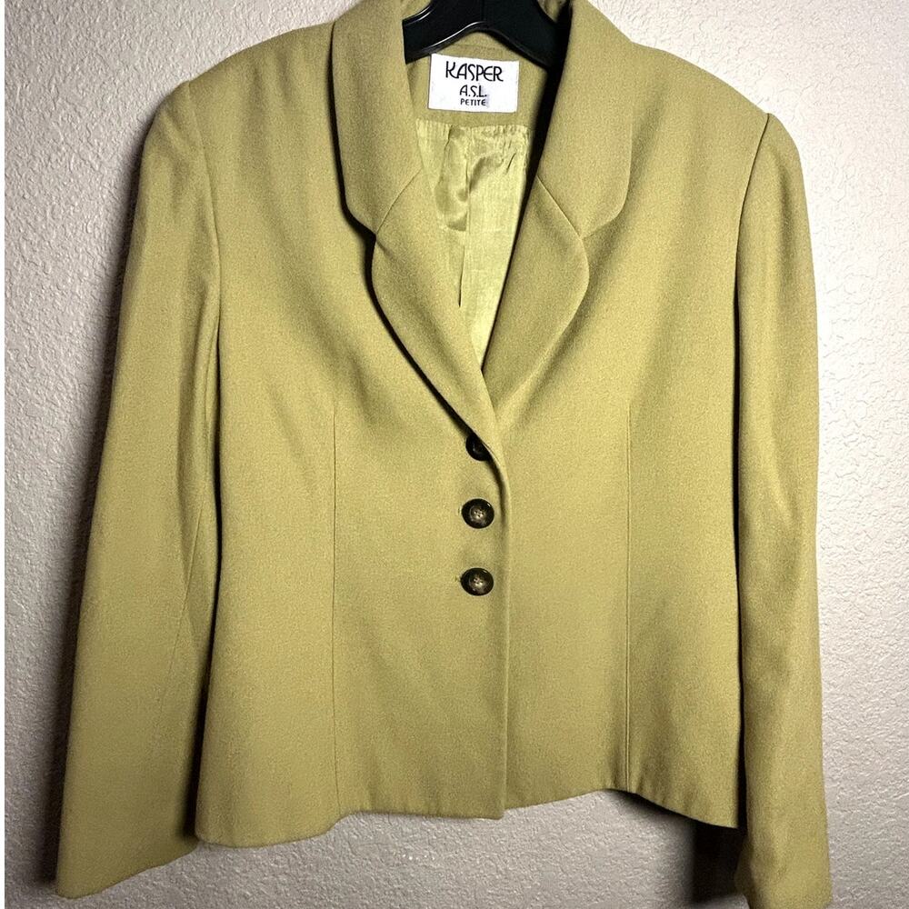 VTG Kasper ASL Pea Green Fitted Womens Blazer Size M